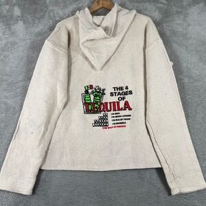 Molina Baja Hoodie Mens XL Beige 4 Stages of Tequila Graphic Drug Rug Vintage